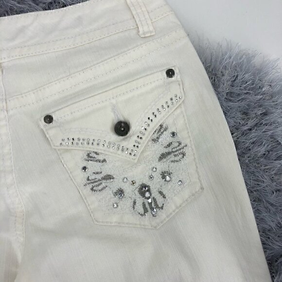 Nine West Women’s 6 White Capri Pants Bling Embellished - Picture 7 of 16